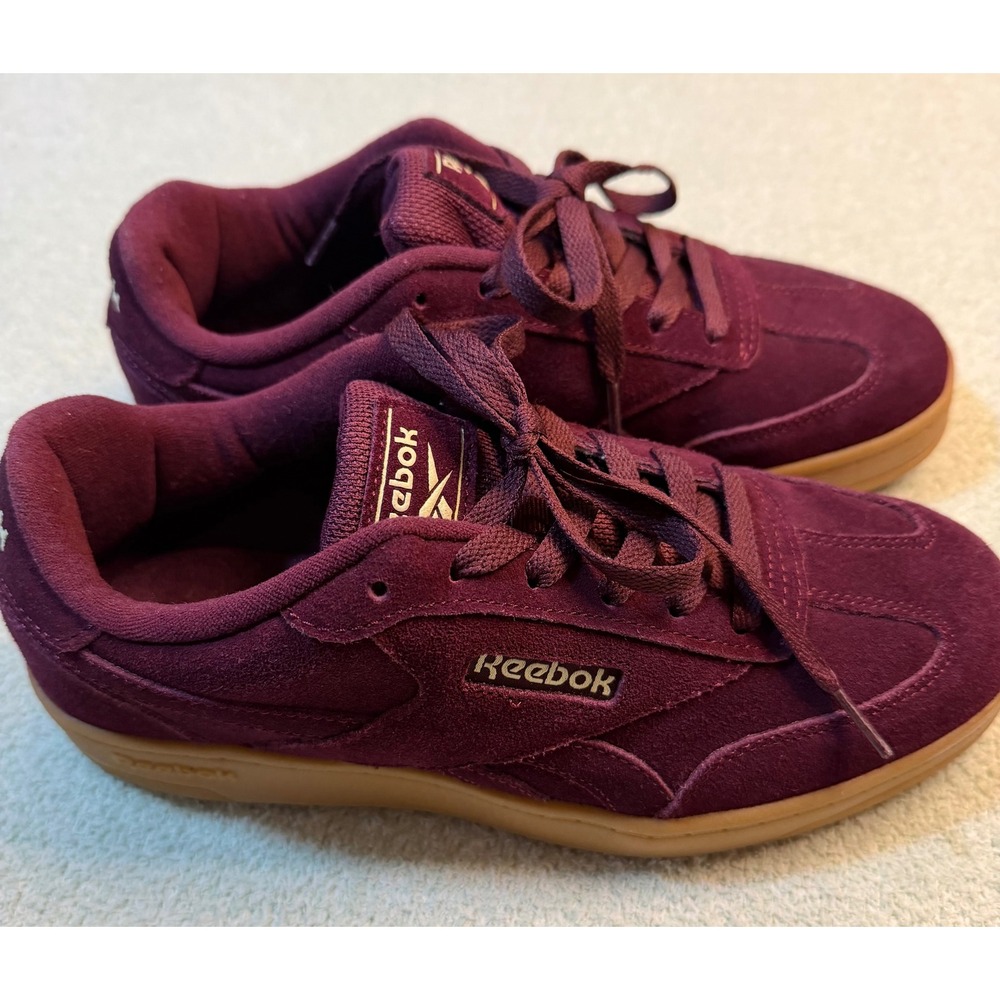 Reebok Club C 85 Burgundy Maroon Suede Gum Sole Sneakers Womens 8 Low Top